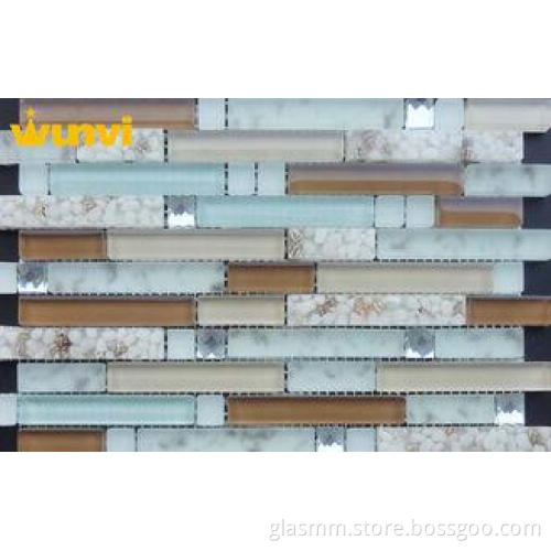Natural Strip Shell Mosaic Tile , Brown Iridescent Glass Mo